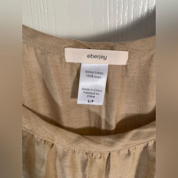 Eberjey EUC khaki Kesia linen tiered maxi dress Size Small - Picture 2 of 5